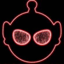 a glowing red outline of a cartoon character with glowing eyes