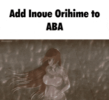 a picture of a girl with the words " add inoue orihime to aba "