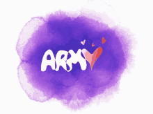 the word army is on a purple background with hearts