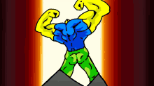 a cartoon of a man flexing his muscles