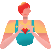 an illustration of a woman making a heart with her hands