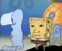 a cartoon of spongebob and snoopy standing next to each other .