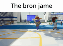 a screenshot of a video game with the words the bron jame