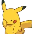 a cartoon pikachu is sleeping with his eyes closed and covering his face with his hand .