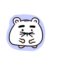 a cartoon drawing of a white hamster with a gray spot on its head