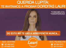 an advertisement for lauri gorditas shows a woman with long hair