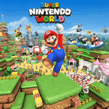 a poster for super nintendo world features mario