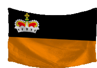 black and orange flag with a crown on it