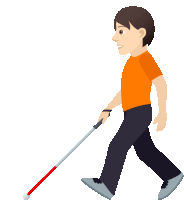 a blind man is walking with a cane