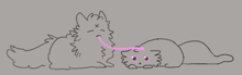 a drawing of a cat laying down next to a dead cat
