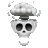 a pixel art of a skull with smoke coming out of it .