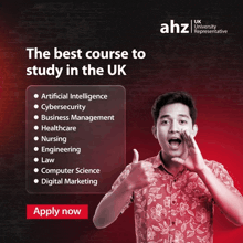 a man giving a thumbs up next to a sign that says apply now