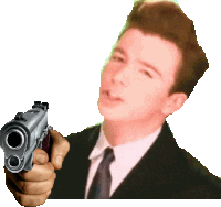 a man in a suit and tie pointing a gun at the camera