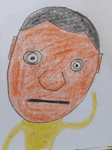 a child 's drawing of a man 's face with an angry expression