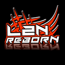 a logo for len reborn has a black background