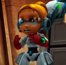 a cartoon character wearing a robot outfit and a watch