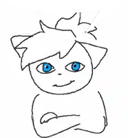 a drawing of a person with blue eyes and a flower in their hair .