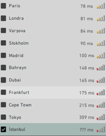 a list of cities including paris london varsova stockholm madrid bahreyn dubai frankfurt cape town and tokyo