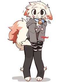 a drawing of a cat wearing a hoodie and a collar with the word wyber on it