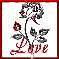 a picture of a rose with leaves and the word love