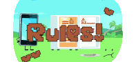 an illustration of a cell phone and a refrigerator with the word rules written in brown