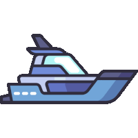 a cartoon drawing of a blue boat with a white background