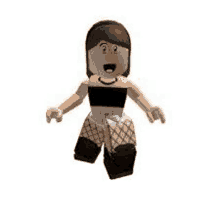 a girl in a crop top and fishnet stockings is jumping in the air .