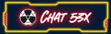 a neon sign that says chat 53x with a radioactive symbol on it