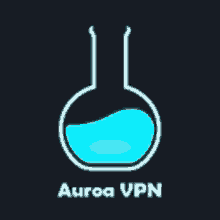 the logo for aura vpn shows a beaker with a blue liquid in it .