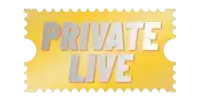 a yellow ticket that says private live in silver letters