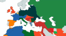 a map of europe with various colored states