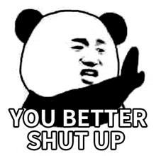 a panda bear giving the middle finger with the words you better shut up below it