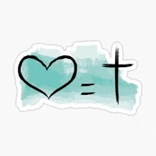 a heart is equal to a cross on a blue background .