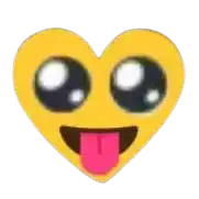 a heart shaped smiley face sticking out its tongue
