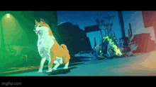 a pixel art of a dog that says imgflip.com on it