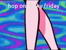 a colorful background with the words hop on funky friday in the corner