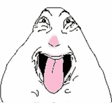 a cartoon of a person with their tongue out .