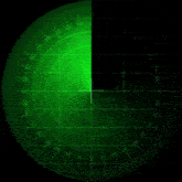 a radar screen shows a green circle with a grid around it