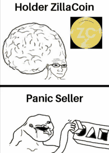 a drawing of a brain next to a coin that says holder zilla coin