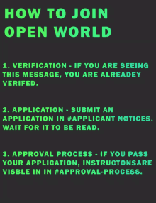 a poster explains how to join the open world