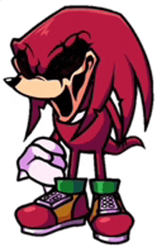 a cartoon of knuckles the echidna from sonic the hedgehog is screaming .