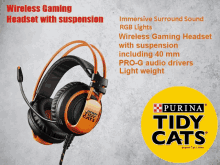 a pair of wireless gaming headsets with suspension