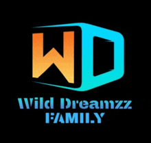 a logo for wild dreamzz family with a blue and orange letter w