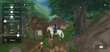 a person riding a horse in a video game with the word logo on it