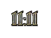 a black and gold logo that says 11:11 on it