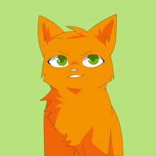 a cartoon drawing of a cat with green eyes