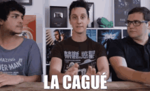 a man wearing a t-shirt that says la cague