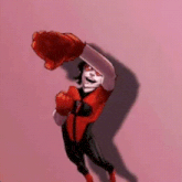 a cartoon character is wearing boxing gloves and a red shirt and tie .
