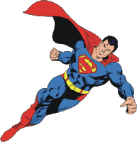 a drawing of superman flying in the air with a red cape