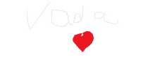 a drawing of a red heart with the word vodka below it